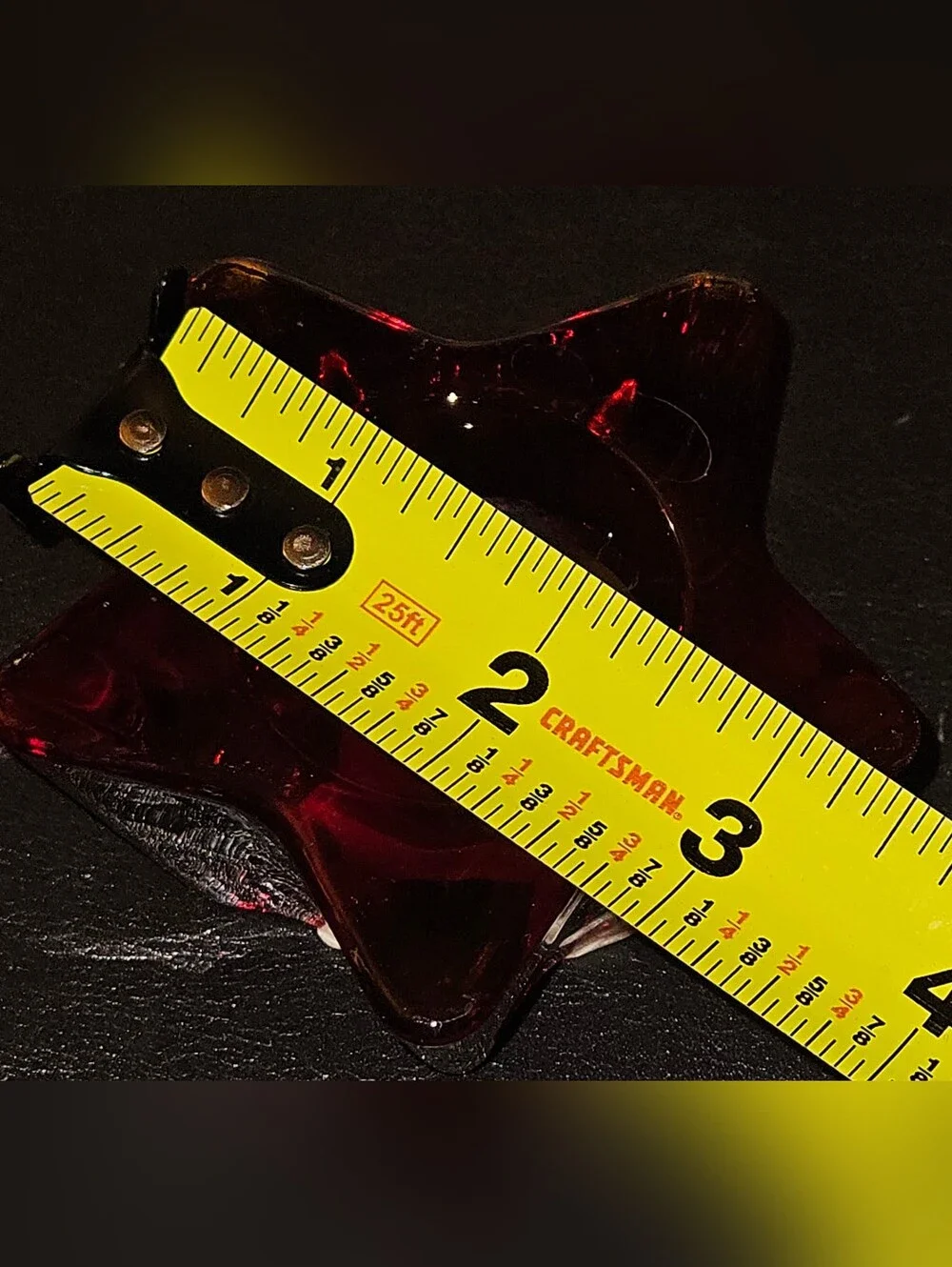 Libbey Red Amber Star Glass Tealight Holders - Pair